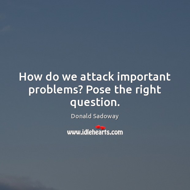 How do we attack important problems? Pose the right question. Donald Sadoway Picture Quote