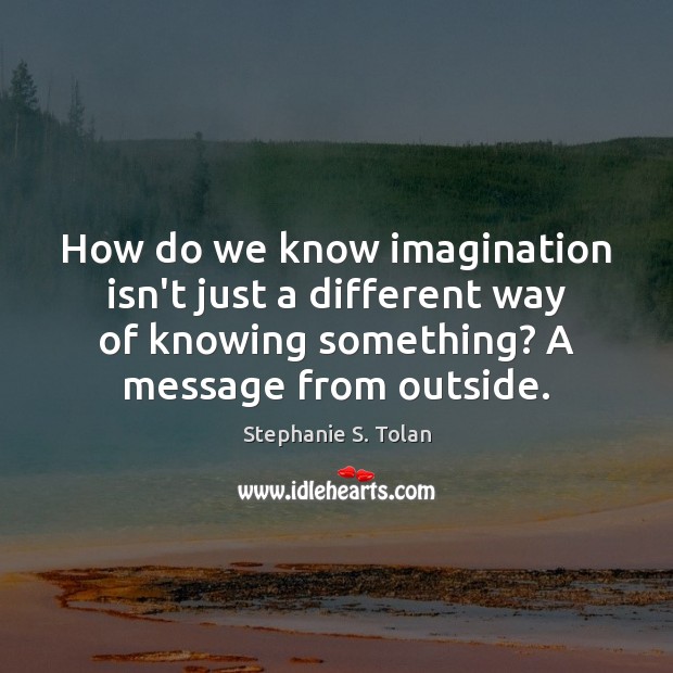 How do we know imagination isn’t just a different way of knowing Stephanie S. Tolan Picture Quote