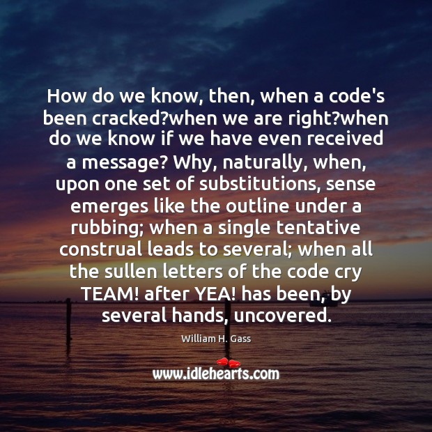 How do we know, then, when a code’s been cracked?when we Team Quotes Image