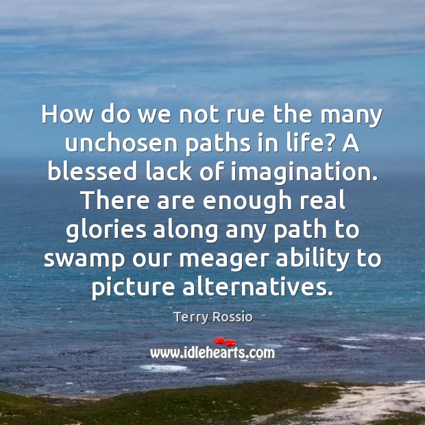 How do we not rue the many unchosen paths in life? A Terry Rossio Picture Quote
