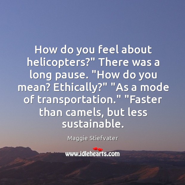 How do you feel about helicopters?” There was a long pause. “How Maggie Stiefvater Picture Quote