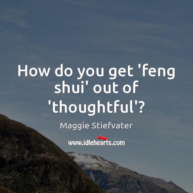 How do you get ‘feng shui’ out of ‘thoughtful’? Maggie Stiefvater Picture Quote