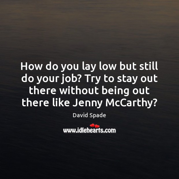How do you lay low but still do your job? Try to David Spade Picture Quote