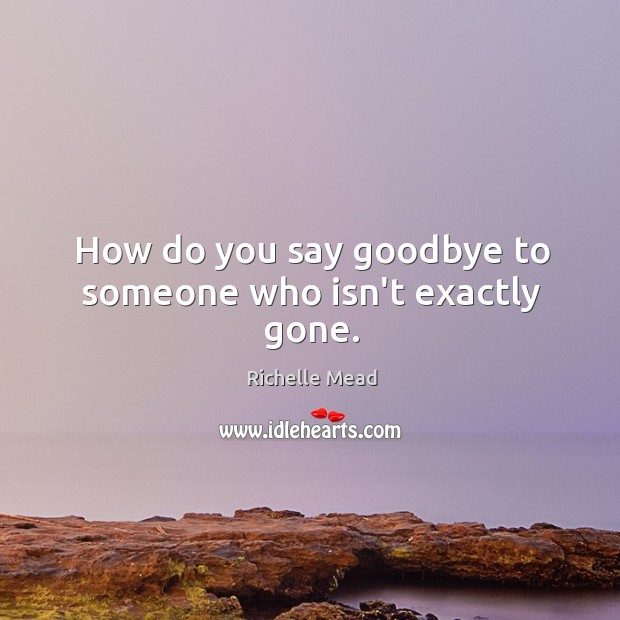 How do you say goodbye to someone who isn’t exactly gone. Richelle Mead Picture Quote