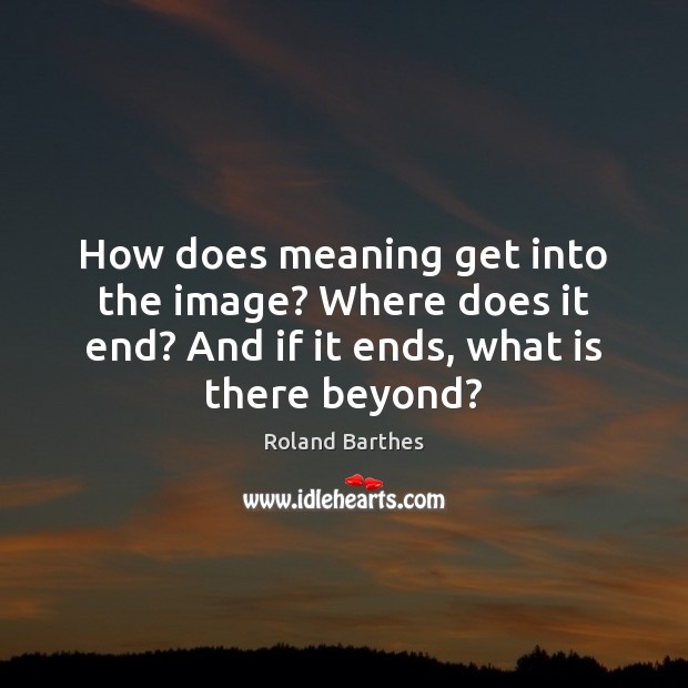 How does meaning get into the image? Where does it end? And Roland Barthes Picture Quote