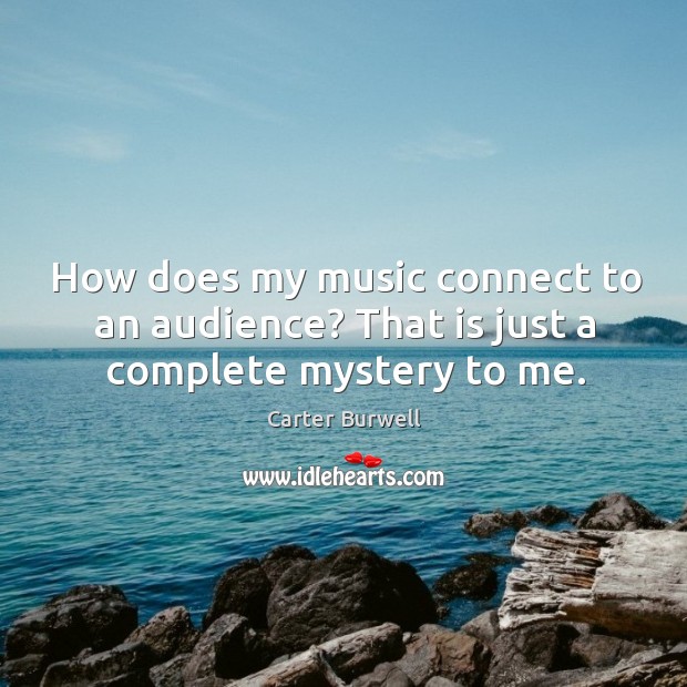 How does my music connect to an audience? that is just a complete mystery to me. Carter Burwell Picture Quote