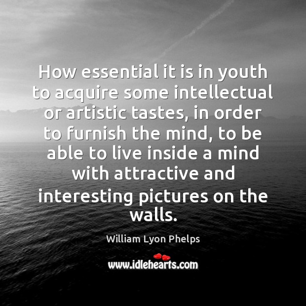 How essential it is in youth to acquire some intellectual or artistic Image
