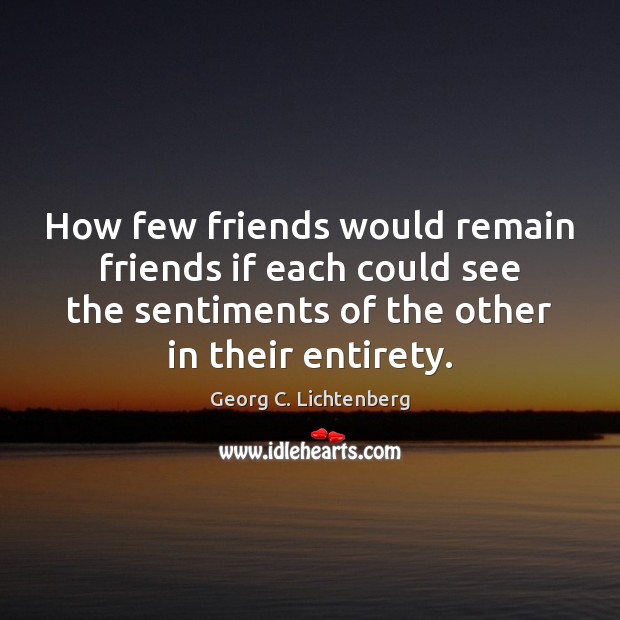 How few friends would remain friends if each could see the sentiments Image
