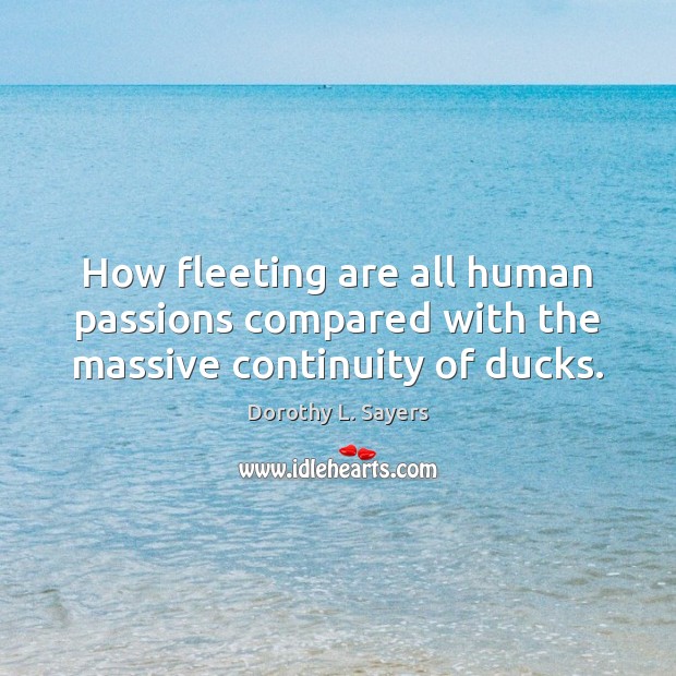 How fleeting are all human passions compared with the massive continuity of ducks. Dorothy L. Sayers Picture Quote