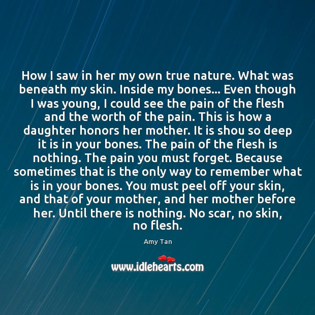 How I saw in her my own true nature. What was beneath Amy Tan Picture Quote