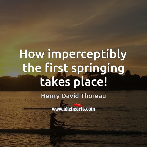 How imperceptibly the first springing takes place! Henry David Thoreau Picture Quote