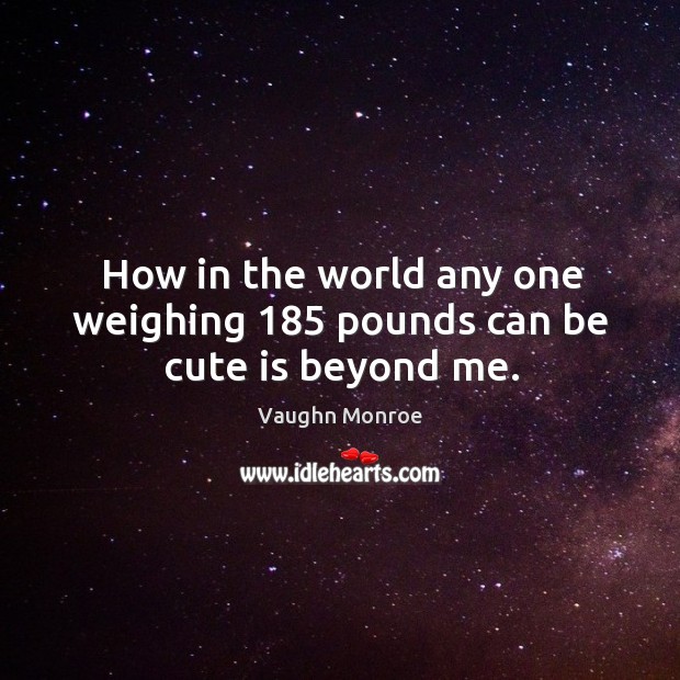 How in the world any one weighing 185 pounds can be cute is beyond me. Vaughn Monroe Picture Quote
