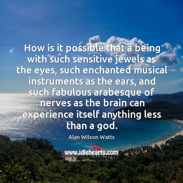 How is it possible that a being with such sensitive jewels as the eyes Alan Wilson Watts Picture Quote