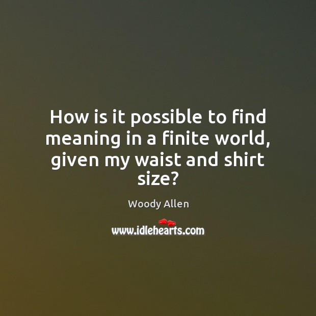 How is it possible to find meaning in a finite world, given my waist and shirt size? Image