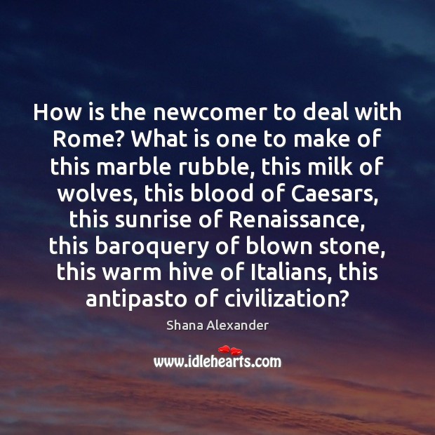 How is the newcomer to deal with Rome? What is one to Image