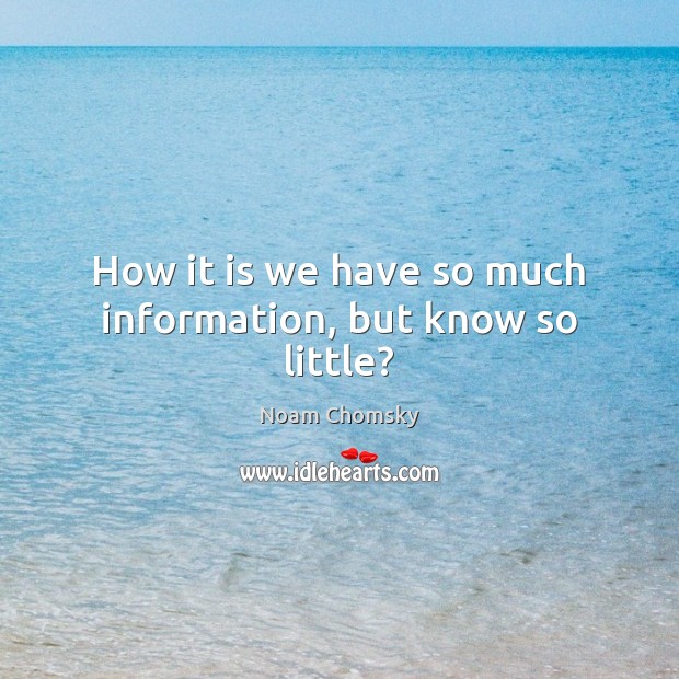 How it is we have so much information, but know so little? Noam Chomsky Picture Quote