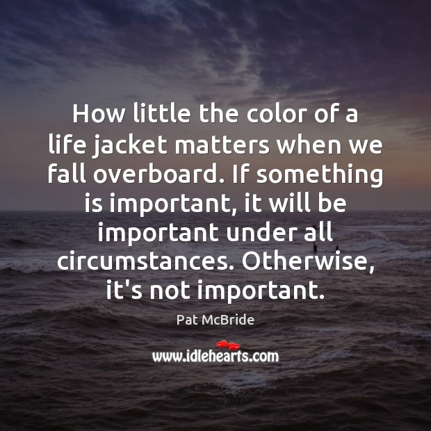 How little the color of a life jacket matters when we fall Pat McBride Picture Quote