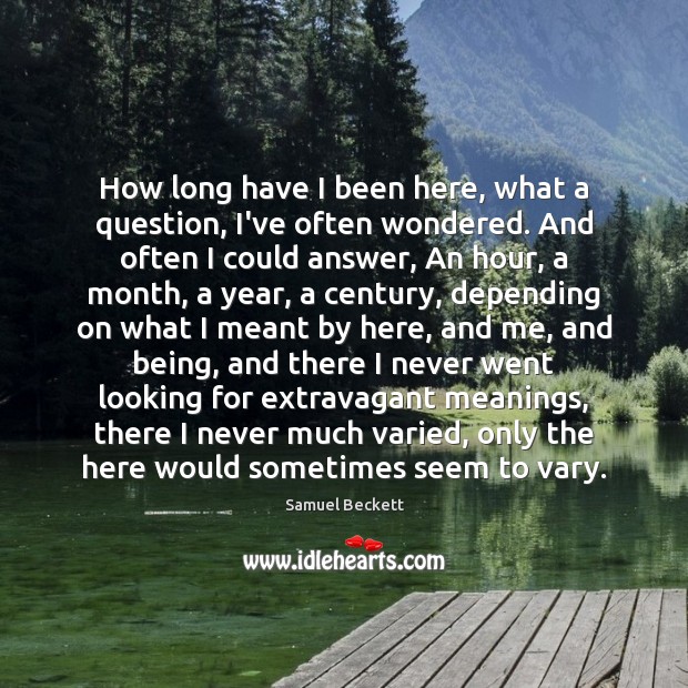 How long have I been here, what a question, I’ve often wondered. Samuel Beckett Picture Quote