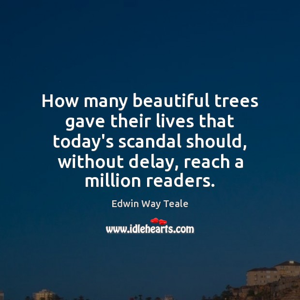 How many beautiful trees gave their lives that today’s scandal should, without Image