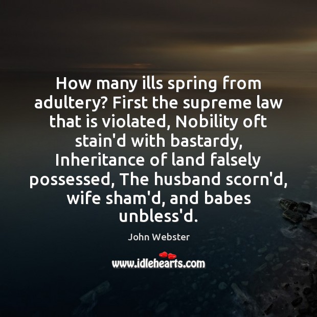 How many ills spring from adultery? First the supreme law that is John Webster Picture Quote