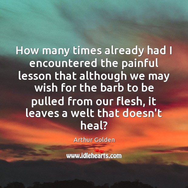 How many times already had I encountered the painful lesson that although Arthur Golden Picture Quote