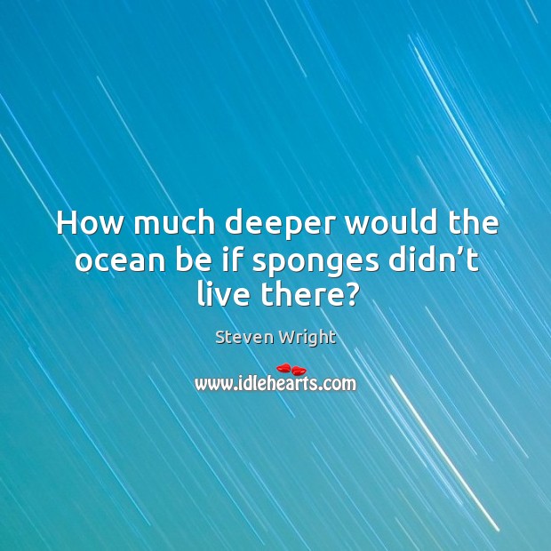 How much deeper would the ocean be if sponges didn’t live there? Steven Wright Picture Quote