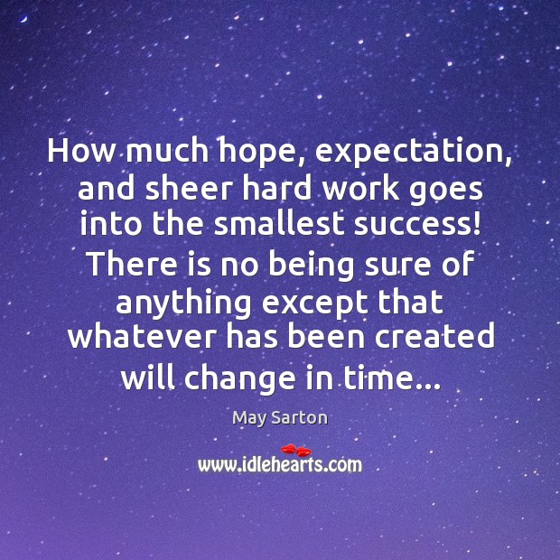 How much hope, expectation, and sheer hard work goes into the smallest May Sarton Picture Quote