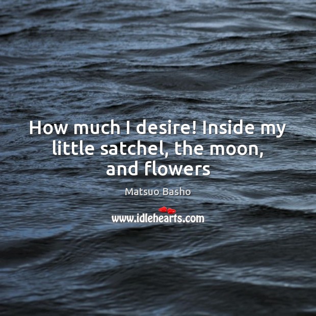 How much I desire! Inside my little satchel, the moon, and flowers Image
