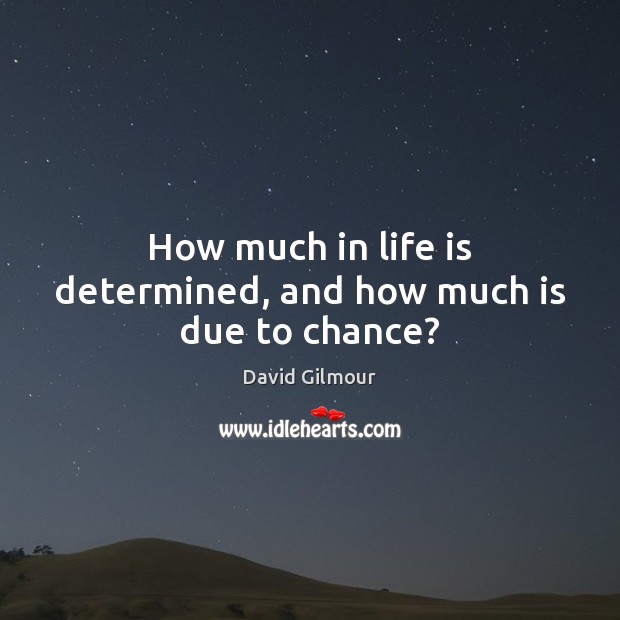 How much in life is determined, and how much is due to chance? David Gilmour Picture Quote