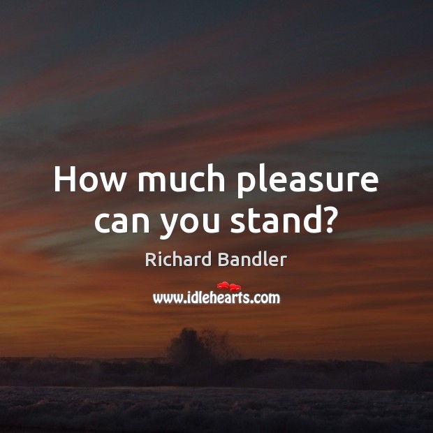 How much pleasure can you stand? Richard Bandler Picture Quote