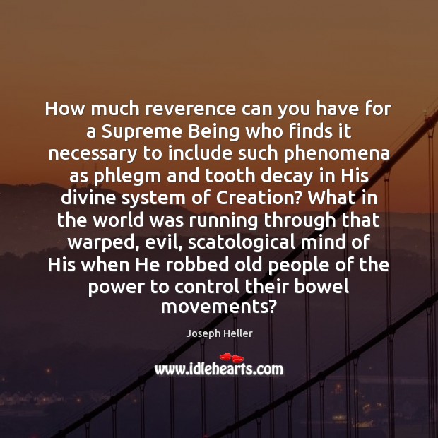 How much reverence can you have for a Supreme Being who finds Joseph Heller Picture Quote