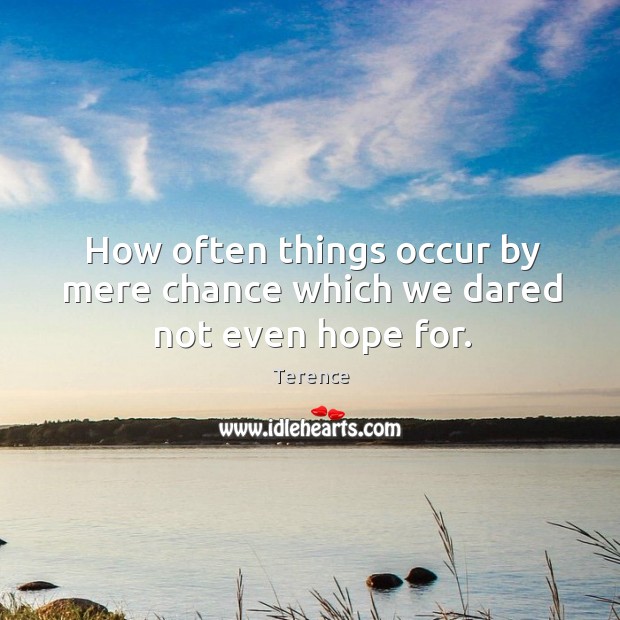 How often things occur by mere chance which we dared not even hope for. Image