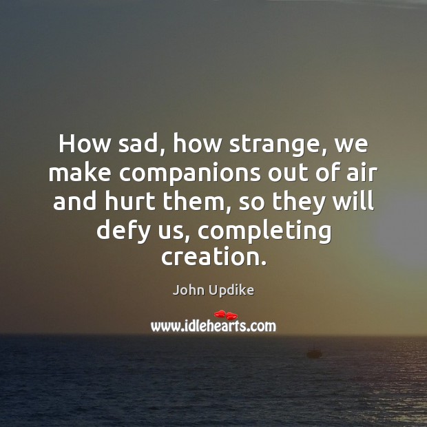 How sad, how strange, we make companions out of air and hurt John Updike Picture Quote