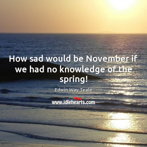 How sad would be November if we had no knowledge of the spring! Edwin Way Teale Picture Quote