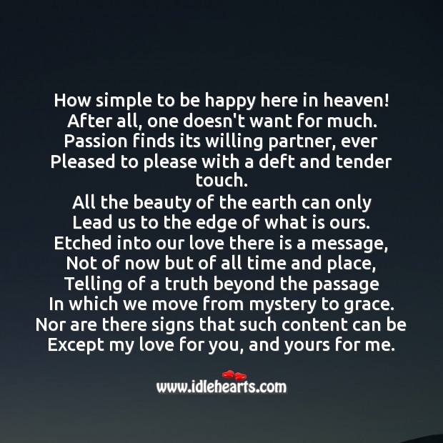 How simple to be happy here in heaven! Valentine’s Day Messages Image