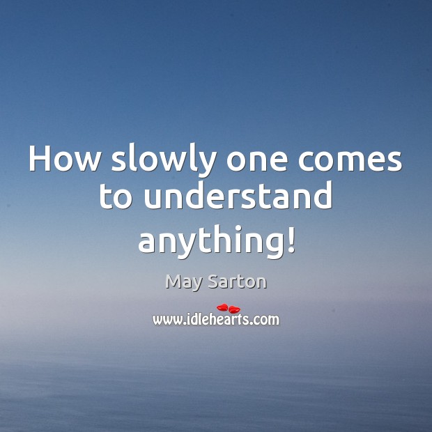 How slowly one comes to understand anything! Image
