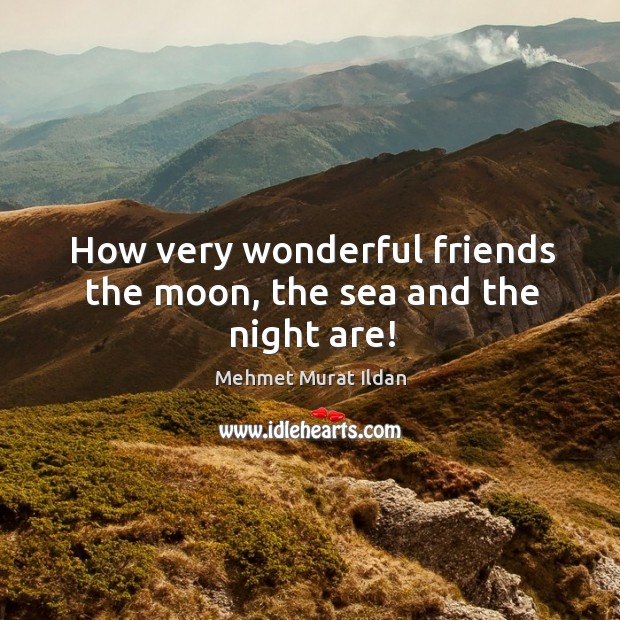 How very wonderful friends the moon, the sea and the night are! Image