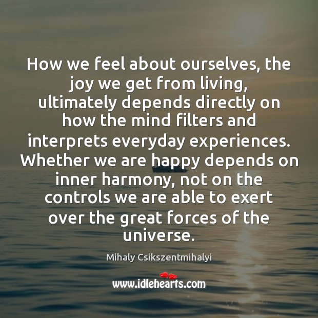 How we feel about ourselves, the joy we get from living, ultimately Image