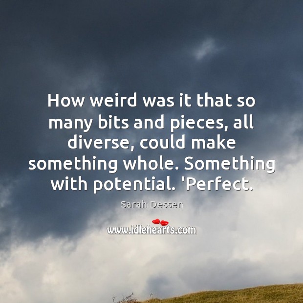 How weird was it that so many bits and pieces, all diverse, Sarah Dessen Picture Quote