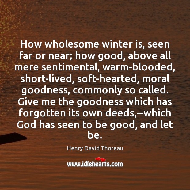 How wholesome winter is, seen far or near; how good, above all Henry David Thoreau Picture Quote