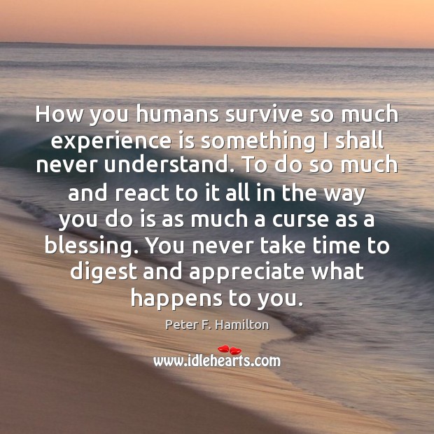 How you humans survive so much experience is something I shall never Image