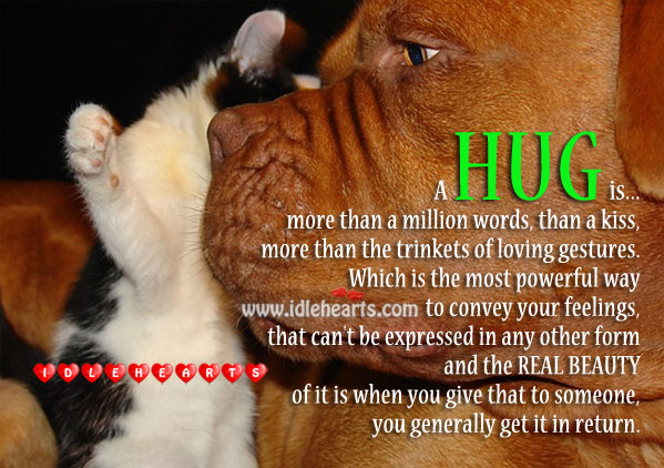 A hug is… More than a million words! Hug Quotes Image