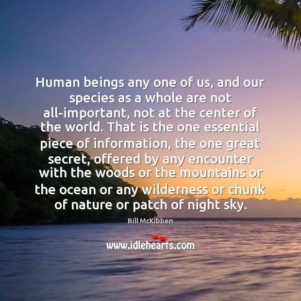 Human beings any one of us, and our species as a whole Bill McKibben Picture Quote