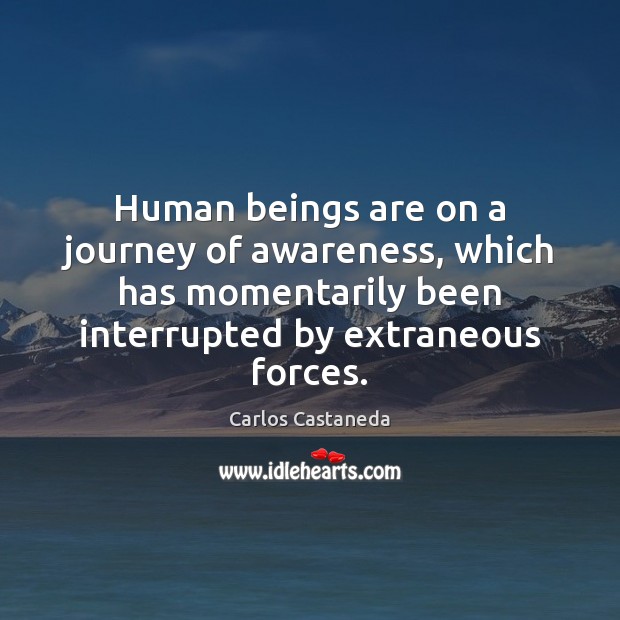 Human beings are on a journey of awareness, which has momentarily been Carlos Castaneda Picture Quote