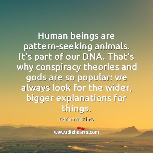 Human beings are pattern-seeking animals. It’s part of our DNA. That’s why Adrian McKinty Picture Quote