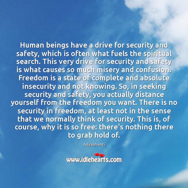 Human beings have a drive for security and safety, which is often Safety Quotes Image