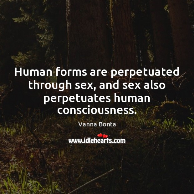 Human forms are perpetuated through sex, and sex also perpetuates human consciousness. Image