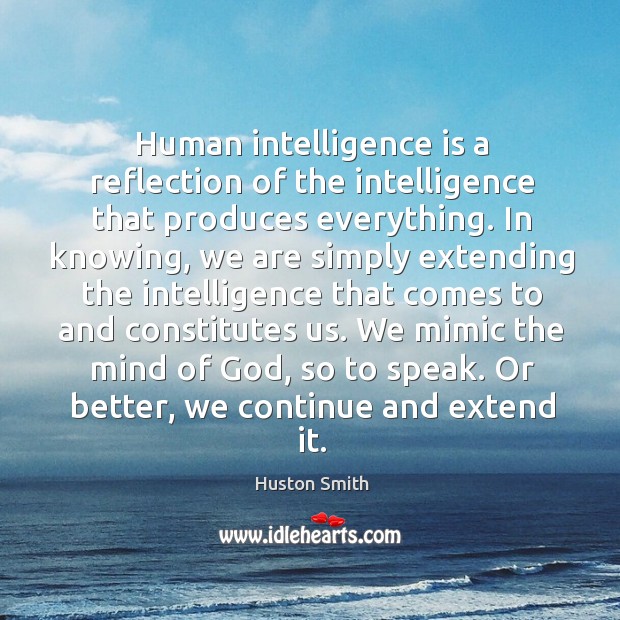 Human intelligence is a reflection of the intelligence that produces everything. Intelligence Quotes Image