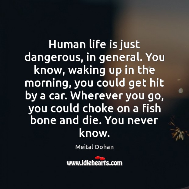 Human life is just dangerous, in general. You know, waking up in Meital Dohan Picture Quote