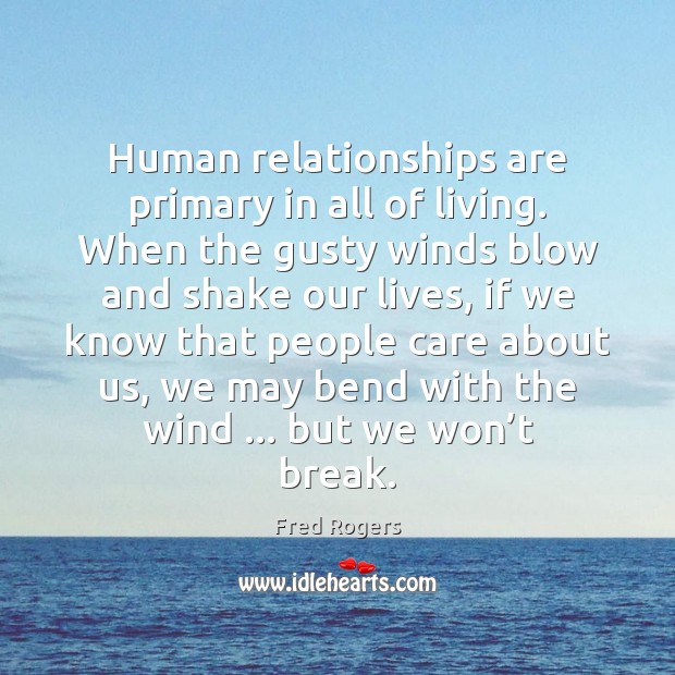 Human relationships are primary in all of living. When the gusty winds Image